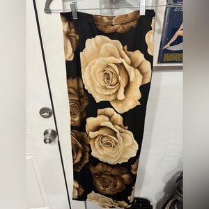 Bold Rose Print Maxi Skirt in Black and Gold vintage Y2K